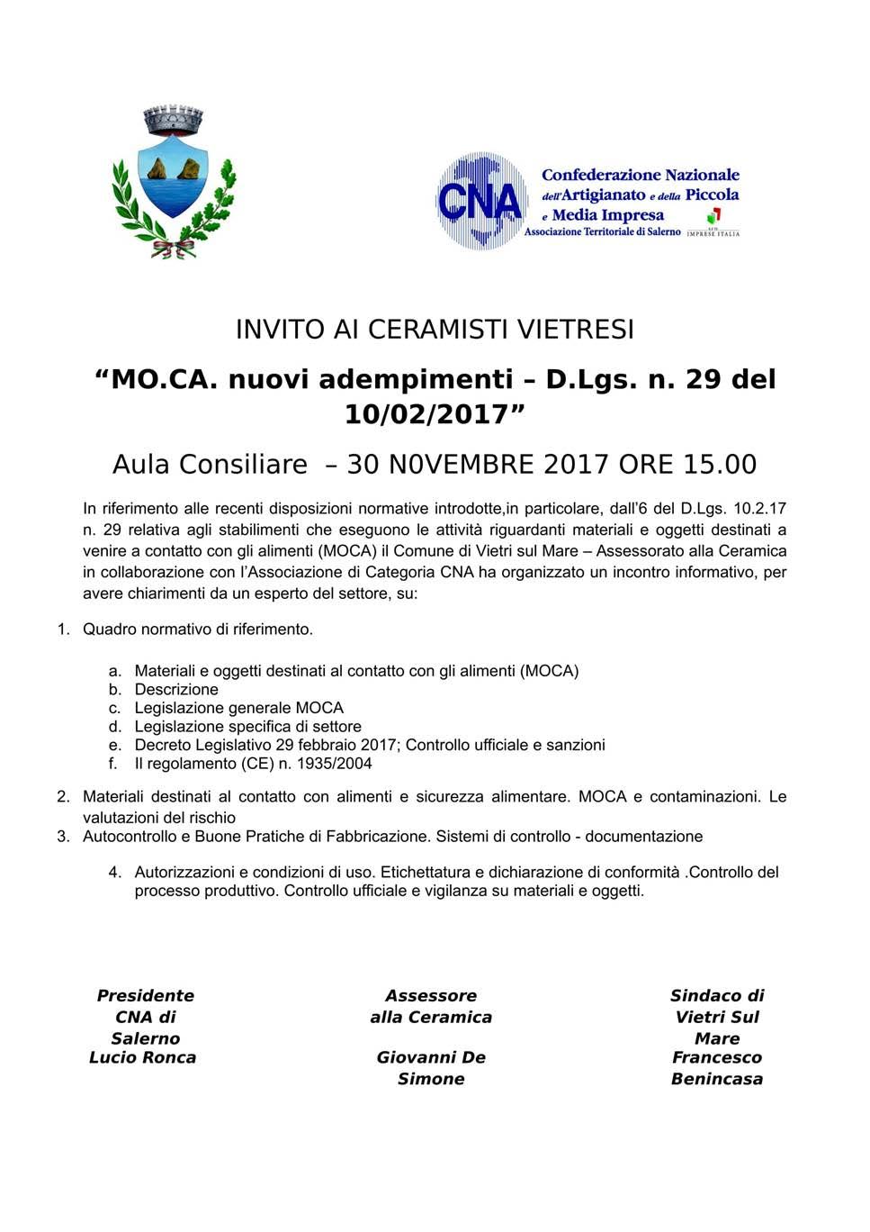 Invito ai ceramisti di Vietri